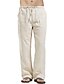 cheap Pants-men casual beach trousers linen summer pants beige m
