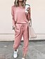 cheap Two Piece Sets-Women&#039;s Solid Color Home Daily Wear Two Piece Set Pant Loungewear Jogger Pants Tracksuit Pants Sets T shirt Patchwork Tops / Loose