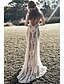 abordables Vestidos de Nochevieja-Mujer Vestido de una línea Vestido largo maxi Blanco Manga Larga Color sólido Espalda al Aire Encaje Retazos Otoño Escote Redondo Sensual 2021 M L XL