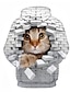 billige Hoodies-cat&#039;s meow herre grafisk hættetrøje sweatshirt letvægts hvid gul rød blå lilla hætte grimme dyr ferie weekend streetwear 3d afslappet bomuld