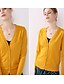 baratos Cardigãs-Mulheres Carregam Sólido Manga Longa Casacos de malha Outono Inverno Decote V Azul Amarelo Rosa