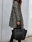 cheap Coats &amp; Trench Coats-Women&#039;s Coat Leopard Print Elegant &amp; Luxurious Daily Coat Long Polyester Brown Fall Winter Round Neck Regular Fit M L XL XXL 3XL 4XL