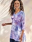 cheap Tops &amp; Blouses-Women&#039;s Blouse Shirt Tie Dye Long Sleeve Round Neck Tops Basic Basic Top Purple