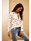 cheap Tops &amp; Blouses-Women&#039;s Plus Size Blouse Shirt Polka Dot Sexy Long Sleeve Print Shirt Collar Tops Casual Basic Top White Blue Gray