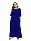 baratos Vestidos Tamanhos Grandes für Damen-Mulheres Vestido Swing Vestido maxi longo Verde Tropa Cáqui Azul Real Branco Preto Vermelho Azul Marinha Meia Manga Côr Sólida Outono Verão Decote Redondo Elegante Casual Solto 2021 M L XL XXL 3XL 4XL