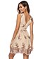 cheap Party Dresses-Women&#039;s A Line Dress Knee Length Dress Black Gold Sleeveless Print Sequins Layered Print Summer V Neck Hot Sexy 2021 S M L XL XXL