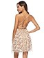 cheap Party Dresses-Women&#039;s A Line Dress Short Mini Dress Gold Sleeveless Solid Color Backless Sequins Tassel Fringe Summer V Neck Sexy 2021 S M L XL XXL