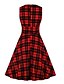 cheap Casual Dresses-Women&#039;s A Line Dress Knee Length Dress Red Sleeveless Plaid Ruched Summer V Neck Casual 2021 S M L XL XXL