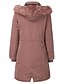 baratos Women&#039;s Coats &amp; Jackets-Mulheres Acolchoado Longo Casaco Solto Casaco Sólido Rosa Vinho Preto