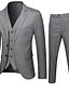 abordables New To Sale-Homme costumes Pantalon veste Gilet Pied-de-poule Standard Boutonnage Simple Polyester Pour des hommes Costume Gris Revers Cranté