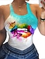 cheap Tank Tops-Women&#039;s Camisole Butterfly Tie Dye Letter Print Round Neck Tops Basic Sexy Basic Top White Black Blue