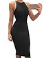 cheap Elegant Dresses-women&#039;s spaghetti strap o neck bodycon midi club party dress dark pink