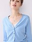 abordables Cardigans-Femme Cardigan Couleur Pleine Manches Longues Pull Cardigans Automne Hiver Col en V Bleu Jaune Rose Claire
