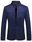 cheap New To Sale-Black / Navy Blue / Gray Solid Colored Regular Fit Polyester Men&#039;s Suit - Stand Collar