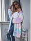 cheap Furs &amp; Leathers-Women&#039;s Tie Dye Patchwork Basic Fall &amp; Winter Teddy Coat Long Going out Long Sleeve Polyester Coat Tops Blushing Pink