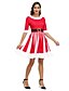 cheap Christmas Dresses-Women&#039;s A Line Dress Short Mini Dress Red Wine 3/4 Length Sleeve Print Print Fall Round Neck Vintage 2021 S M L XL