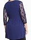 cheap Plus Size Tops-Women&#039;s Blouse Shirt Solid Colored Lace Patchwork Round Neck Basic Tops Black Blue Purple