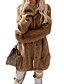 preiswerte Pelz &amp; Ledermode für Damen-Damen Teddy-Mantel Winter Alltag Lang Mantel Normale Passform Grundlegend Jacken Langarm Solide Rosa Grau Braun