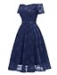 cheap Party Dresses-Women&#039;s A Line Dress Short Mini Dress Navy Blue Short Sleeve Solid Color Lace Bow Summer Off Shoulder Hot Sexy 2021 S M L XL XXL