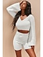cheap Two Piece Sets-Women&#039;s Basic Solid Colored Causal Holiday Two Piece Set Crop Top Hoodie Tracksuit Pant Loungewear Biker Shorts Tops