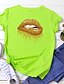 preiswerte T-shirts-Damen T-Shirt Mund Druck Rundhalsausschnitt Grundlegend Oberteile 100% Baumwolle Weiß Schwarz Gelb