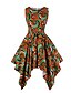 cheap Casual Dresses-Women&#039;s Swing Dress Knee Length Dress Blue Red Yellow Wine Orange Sleeveless Print Zipper Print Fall Round Neck Hot Vintage Cotton 2021 S M L XL XXL 3XL 4XL