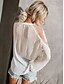 billige Tops &amp; Blouses-Dame عادي Ensfarget Gate Langermet Bluse Skjorte V-hals Netting Blonde Topper Løstsittende Hvit Svart S