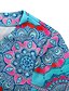 cheap Maxi Dresses-Women&#039;s Shift Dress Maxi long Dress Blue 3/4 Length Sleeve Floral Print Summer Round Neck Hot Casual 2021 M L XL XXL 3XL