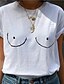 billige T-shirts-Dame T skjorte Grafisk Tekst Grafiske trykk Trykt mønster Rund hals Grunnleggende Topper 100 % bomull Hvit Svart