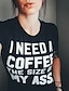 cheap T-Shirts-Women&#039;s Shirt Graphic Text Letter Print Round Neck Basic Tops 100% Cotton Black