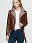 cheap Furs &amp; Leathers-Women&#039;s Faux Leather Jacket Solid Colored Patchwork Basic Fall &amp; Winter Regular Coat Daily Long Sleeve Jacket Black