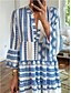 cheap Boho Dresses-Women&#039;s Swing Dress Maxi long Dress Light Blue 3/4 Length Sleeve Geometric Print Summer V Neck Hot Casual Boho Holiday Flare Cuff Sleeve Loose 2021 S M L XL XXL 3XL