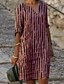 preiswerte Midikleider-Damen Chiffon-Kleid Knielanges Kleid Rosa Beige Halbe Ärmel Gestreift Herbst Rundhalsausschnitt heiß Elegant 2021 S M L XL XXL 3XL 4XL 5XL / Übergrössen / Übergrössen