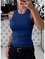 preiswerte Super Sale-Damen Tank Top Spitzenreiter ausgehen Mandel Rosa Schwarz Ärmellos Gerippt Basic Sexy Casual Stehkragen Ärmellos