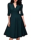 cheap Party Dresses-Women&#039;s A Line Dress Knee Length Dress Green Half Sleeve Solid Color Spring Summer V Neck Work 2021 S M L XL XXL