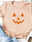 preiswerte HALLOWEEN-Damen Halloween T-Shirt Grafik Abstrakt Kürbis Druck Rundhalsausschnitt Grundlegend Halloween Oberteile Rosa Wein Pudriges Rosa