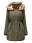 cheap Coats &amp; Trench Coats-Women&#039;s Padded Long Coat Regular Fit Jacket Solid Colored Blushing Pink Khaki Green