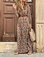 cheap Boho Dresses-Women&#039;s Swing Dress Maxi long Dress Red Brown Navy Blue Long Sleeve Print Print Fall V Neck Casual 2021 S M L XL XXL 3XL