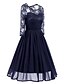 cheap Party Dresses-Women&#039;s A Line Dress Knee Length Dress Navy Blue 3/4 Length Sleeve Solid Color Patchwork Fall Round Neck Work Hot 2021 S M L XL XXL