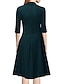cheap Party Dresses-Women&#039;s A Line Dress Knee Length Dress Green Half Sleeve Solid Color Spring Summer V Neck Work 2021 S M L XL XXL