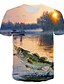 billige Tank Tops-Herre T-shirt Skjorte Grafisk 3D Plusstørrelser Trykt mønster Toppe Rund hals Blå