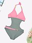 cheap One-Pieces-Women&#039;s One Piece Swimsuit Cut Out Color Block Blue Yellow Blushing Pink Green Swimwear Bathing Suits