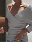 baratos Camisolas-Mulheres Básico Tricotado Sólido Tecido Pulôver Manga Longa Casacos de malha Decote V Outono Inverno Branco Preto Rosa