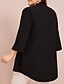 cheap Plus Size Tops-Women&#039;s Blouse Shirt Solid Colored Pleated Round Neck Tops Basic Basic Top Black
