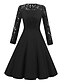 cheap Party Dresses-Women&#039;s A Line Dress Knee Length Dress Black Navy Blue Long Sleeve Solid Color Lace Patchwork Fall Round Neck Sexy Party Slim 2021 S M L XL XXL