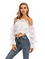 cheap Party Dresses-Women&#039;s Blouse Shirt Solid Colored Long Sleeve Ruffle Patchwork Off Shoulder Sexy Tops White