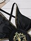 preiswerte Einteiler-Damen Ein Stück Badeanzug Kreuz und quer Ausgeschnitten Geometrisch Gelb Schwarz Bademode V-Ausschnitt Badeanzüge Sexy / Gepolsterte BHs