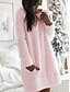 billige Uformelle kjoler-damegenserkjole vinterkjole minikjole svart hvit rosa langermet ren farge høst vinter høst med rund hals varm høstkjole 2022 s m l xl