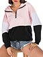 cheap Hoodies &amp; Sweatshirts-Women&#039;s Hoodie Color Block Quarter Zip Daily Basic Streetwear Hoodies Sweatshirts  Cotton Loose Blushing Pink