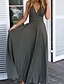 cheap Elegant Dresses-Women&#039;s A Line Dress Maxi long Dress Gray Sleeveless Solid Color Print Summer V Neck Hot Casual 2021 S M L XL